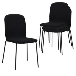 Albatros Esszimmerstühle 4er Set ENNA, schwarz - stapelbar, bequemer Polsterstuhl - Eleganter Küchenstuhl, Stuhl Esszimmer oder Esstisch Stuhl, Konferenzstuhl , Stückzahl:4, Farbe:Schwarz