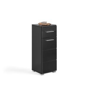 Linus Badschrank 1 Tür, 1 Schublade Hochglanz schwarz,schwarz.