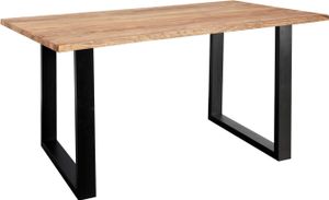 Baumkante Esstisch Sheesham-Holz naturbelassen 120x80 schwarz MAREK