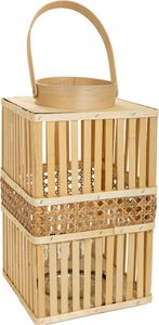 WANDERLUST DECO Braune Bambus-Kerzenlaterne 18x18x32h cm