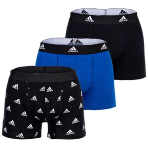 adidas Herren Boxershorts, 3er Pack - Trunks, Active Flex Cotton, Logo, einfarbig Blau/Schwarz XL