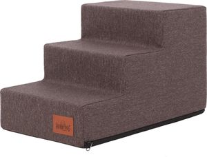 Hobbydog Dog Steps Inari, pre choré a staršie zvieratá, pomôcka pri vstupe, rampa dve veľkosti - 3 schodíky - 50 x 30 x 30 cm [Veľkosť: M] - hnedá