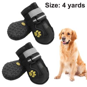 Anti-Rutsch Hundeschuhe Pfotenschutz mit verstellbarem & Reflektierendem Klettverschluss 4 Stück für mittelgroße große Hunde für Sommer,Größe 4