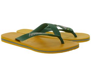 havaianas Damen Zehen-Trenner modische Badelatschen mit Brasilien Flagge Orange/Grün, Größe:37/38