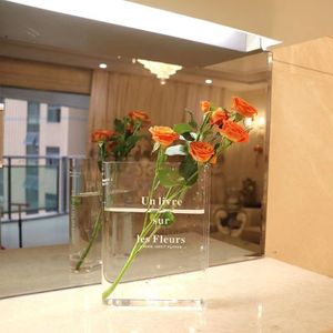 (A-Klar)Buch-Blumenvase – Klare Buch-Blumenvase aus Acryl, Desktop-Vase, Büchervase für ästhetische Blumenräume (enthält keine Blumen)