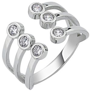JOBO Damen Ring 60mm offen 925 Sterling Silber 6 Zirkonia Silberring