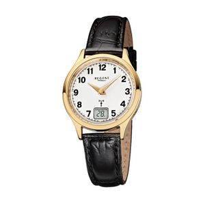 Regent Leder Damen Uhr FR-194 Funkuhr Armband schwarz D2URFR194