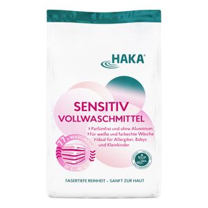 HAKA Sensitiv Vollwaschmittel 3 kg Universal Pulverwaschmittel für Allergiker & Babys