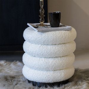 Pouf Bouclé - Beige - Pouf Matthijs - Giga Meubel