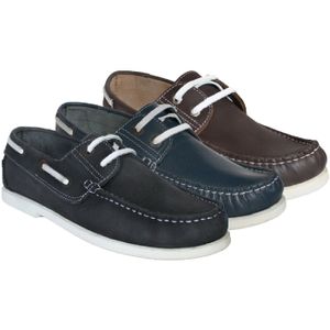Bootsschuhe Halbschuhe aus Nubukleder Segelschuhe Schuhe schwarz/weiß, Schuhgröße:43