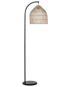 BELIANI Stehlampe Natürlich Beige Rattan und Metall 165 cm Bogenform mit rundem Schirm geflochten Boho Bogenlampe Wohnzimmer Schlafzimmer Esszimmer