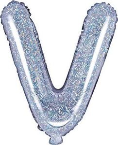 Holografické balónové písmeno "V" - 35 cm, ideálne na narodeniny a oslavy! Vytvorte nezabudnuteľnú atmosféru s naším žiarivým balónikom!