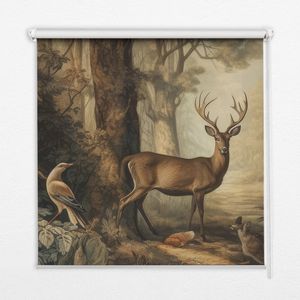 Seitenzug-Rollo Fensterrollo Jalousie - Lichtdurchlässig Springrollos - 70x140 cm - Tiere im Wald