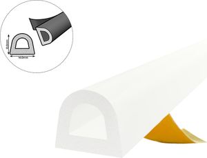10m D 14mm x 12mm Fensterdichtung Türdichtung Selbstklebend EPDM – Weiß