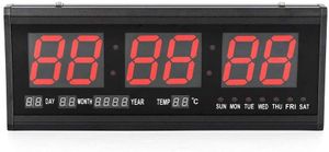 Digitální nástěnné hodiny LED 24hodinové hodiny s datem teplotou Věčný kalendář pro veřejné místo, kancelář, ložnici, obývací pokoj