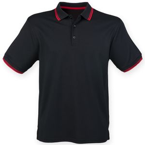 Henbury Herren Coolplus Polo-Hemd, Kurzarm RW4752 (3XL) (Schwarz/Rot)