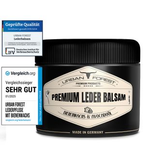 Lederpflege farblos für Auto Möbel Jacke Motorradbekleidung Taschen Ledercouch Schuhe Sattel für Pferde Premium Leder Balsam von URBAN FOREST mit Bienenwachs & Avocado-Öl, Schuhcreme Größe:250ml