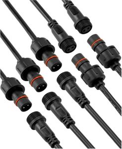 2 poliger Stecker 12V wasserdicht (5 Paar) IP65 Steckverbinder mit 16 AWG Kabel (20cm) Schraubbar für zuverlässigen Schutz