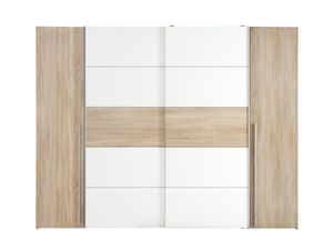 Kleiderschrank Drehtürenschrank NARAGO Sonoma Eiche weiß 270 cm Schwebetüren - Die Möbelfundgrube