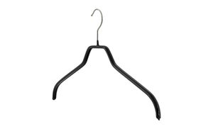 MAWA Kleiderbügel, 10 Stück, platzsparende, rutschfeste Bügel für Hemden & Blusen, 360° drehbar, hochwertige Antirutsch-Beschichtung, Schwarz, 45 cm