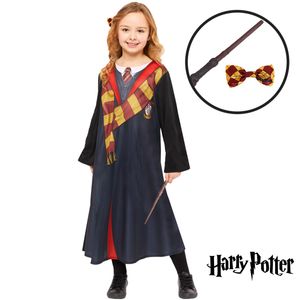 Hermine Granger Deluxe Kostüm aus Harry Potter für Kinder inkl. Zauberstab, Größe:6- 8 Jahre