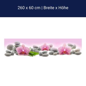 Küchenrückwand Orchidee Blätter Steine Rosa M1291 – Hartschaum / 260cm / 60cm
