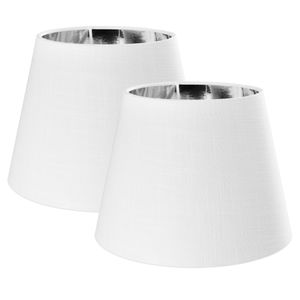 Navaris 2x Lampenschirm Tischlampe E27 rund - 16,2x15,3x22cm - Lampenschirme für Tischlampen Set - E 27 Leuchtenschirm - Weiß Silber