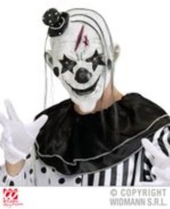 Clown Maske mit Haaren und Hut - Pierrot