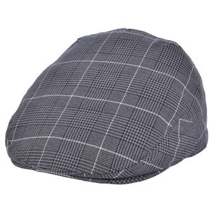 Flatcap 40er Jahre retro Karo Dogtooth Schiebermütze Check Flat Cap , Größe:M, Farbe:grau