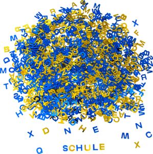 Oblique Unique ABC Alphabet Buchstaben Konfetti Streudeko Tisch Deko Schuleinführung Einschulung Party blau gold