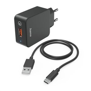 Schnellladegerät mit Ladekabel USB-C, Qualcomm®, 19,5 W, 1,5 m, Schwar