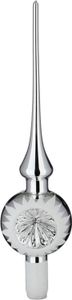 Christbaumspitze Glas 30cm Reflex Ornament Silber glänzend