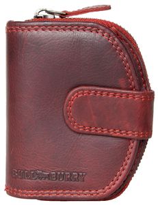 Tmavo červená peňaženka RFID kompaktnej veľkosti Bull Burry Whole vyrobená zo silnej pravej hovädzej kože