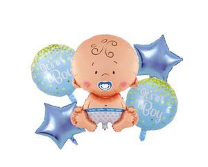 XXL Babyparty Folienballon Set Junge "It's a Boy" Helium Baby Luftballons, Blau