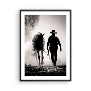 Gerahmtes Poster - Schwarzer Rahmen - Cowboy Pferd Shady - 50x70 cm - Wand Bild - Wanddeko - Wandbilder - Kunstposter - Wandposter - Bilderrahmen - Bilder - Kunstdruck - P2BPA50x70-4620