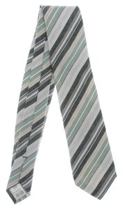 Krawatte Seide Schlips Binder gestreift grün grau 55% Seide