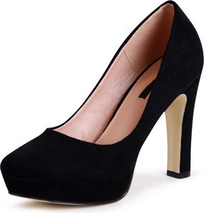 topschuhe24 1894 Damen Plateau Velours Pumps , Farbe:Schwarz, Größe:39 EU