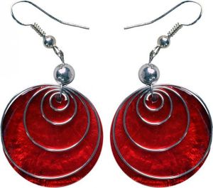 Ohrringe aus Muschel in vielen schönen Farben, Farbe:rot