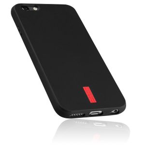 mumbi Hülle kompatibel mit iPhone 6 / 6S Handy Case Handyhülle, schwarz mit rotem Streifen
