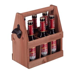 relaxdays Dřevěný nosič na pivo s otvírákem na lahve