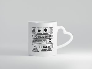 Achtung Probleme Flugbegleiterin | Stewardess | Flughafen - Herz Tasse Weiß