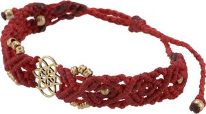 Goa Armband, Makramee, Festival Armband - Mandala Modell 18, Rot, Baumwolle,Messing, 24*2*0,5 cm, Armreifen & Armbänder Modeschmuck