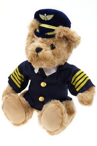 Plüschtier/Stofftier/Kuscheltier Teddy-Bär als Kapitän/Pilot, sitzend H.: 30cm