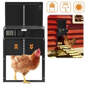 Yakimz Automatická dvířka pro kuřata, automatické otevírání dvířek pro kuřata, elektrická dvířka pro kuřata, černá barva