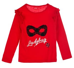 Miraculous Ladybug Mädchen Langarmshirt mit Rüschen, Baumwolle, rot, Größe:110