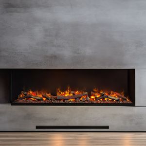 muenkel design wall fire electronic PRO FL 1610 [Opti-myst Elektrokamineinsatz Wandeinbau]: Glasscheibe links - mit Dekoholz - Mit Heizung - Tank
