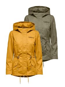 ONLY Damen Übergangs-Jacke OnlLorca Canvas Parka mit Kapuze Einfarbig, Farbe:Gelb, Größe:L