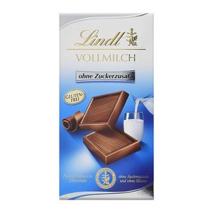 Lindt Vollmilch Schokolade ohne Zuckerzusatz | 100g Schokoladen-Tafel | Lindt Schokolade zuckerfrei und ohne Gluten