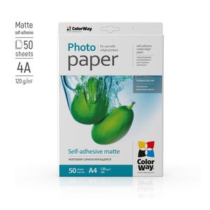 Papier fotograficzny ColorWay matowy samoprzylepny 120g/m², A4, 50 arkuszy