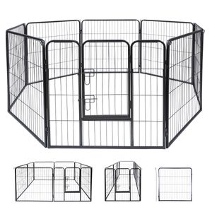 maxxpro Hunde und Katzen Laufstall - 210 x 80 CM - Welpenauslauf - Faltbar - Aufstellbar in Verschiedenen Formen - für Drinnen und Draußen - Metall - Schwarz